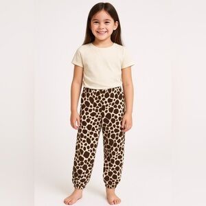 Giraffe Animal Print Girls Fleece Pajama Pants 7